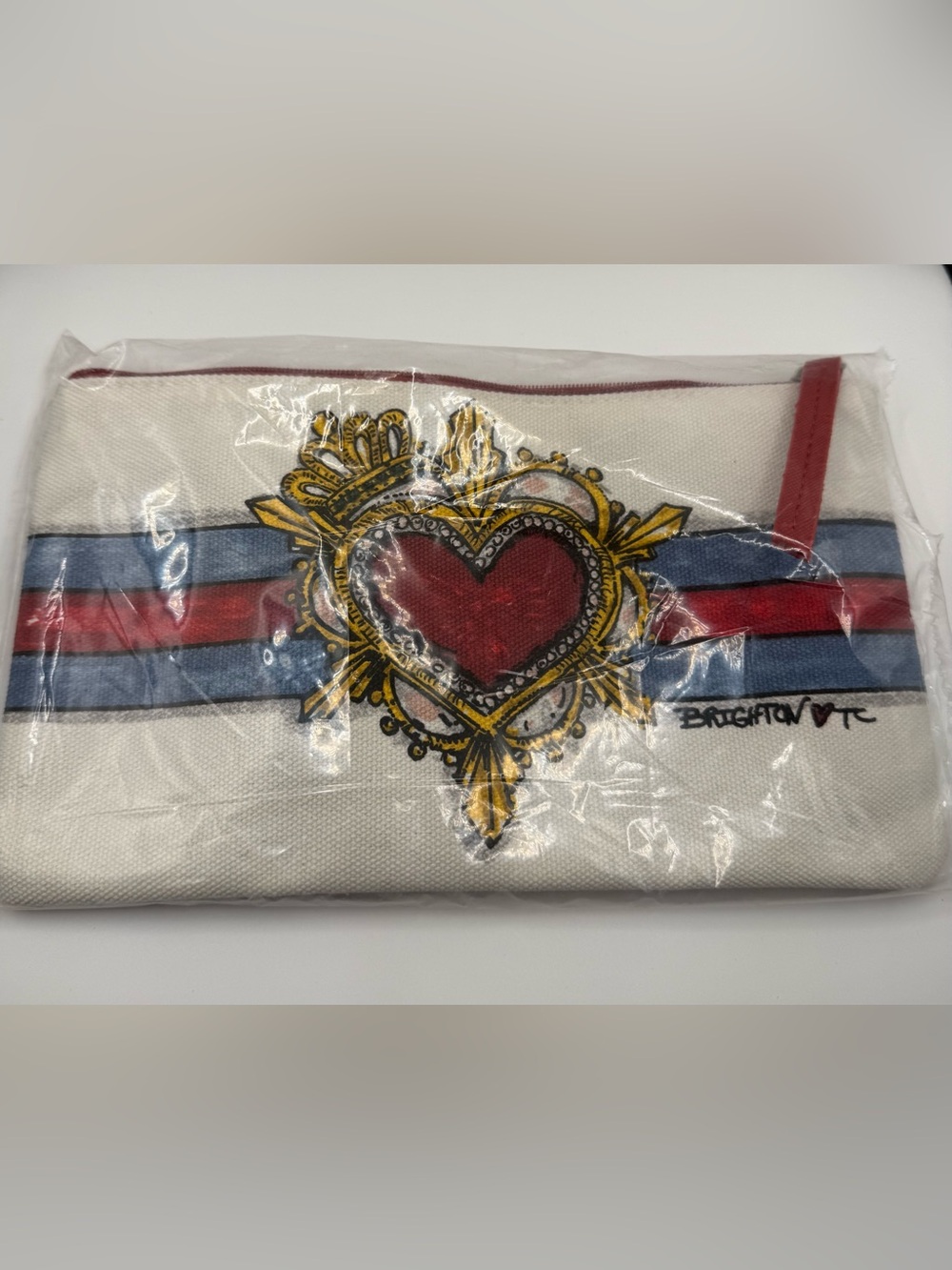 Brighton In Love We Trust Large Canvas Cosmetic Pouch NWT D31497